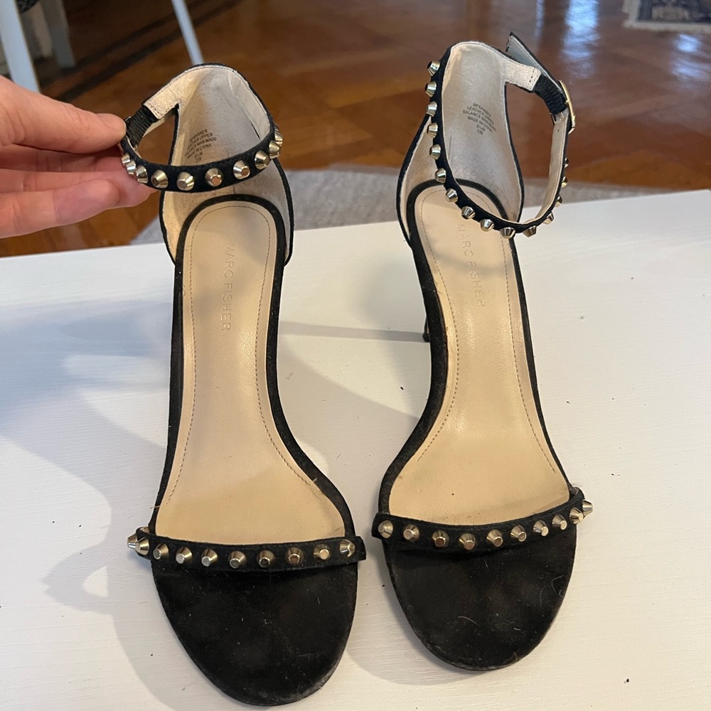 Marc Fisher Black Studded Heels, 8.5